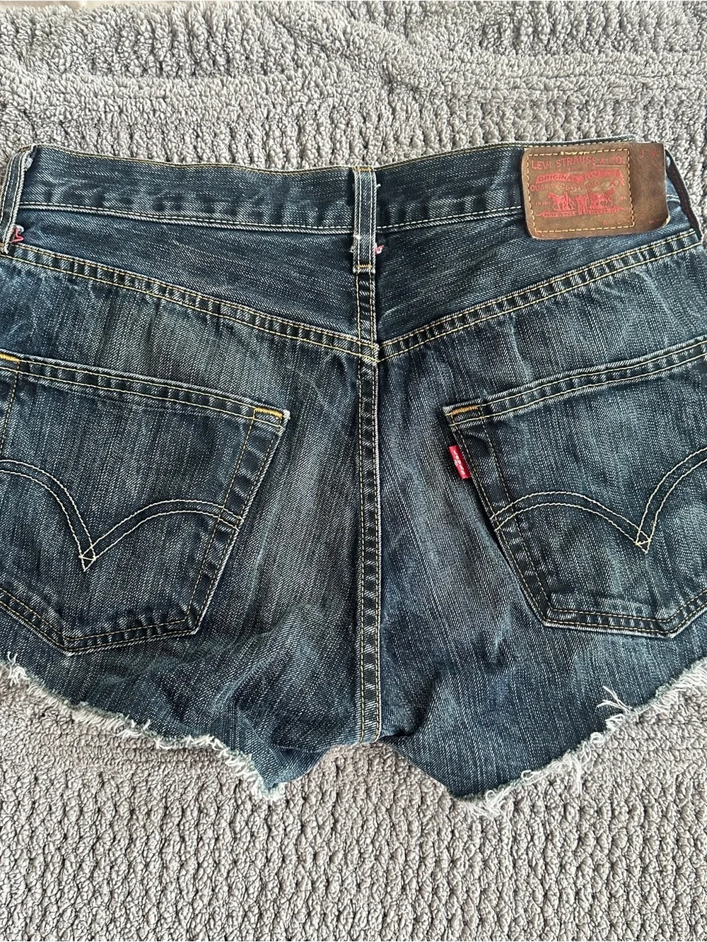 Levi's Dark Blue Denim Frayed Hem Shorts